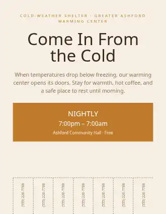 Come In From the Cold — Homeless Shelters template