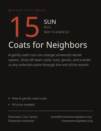 Coats for Neighbors — Homeless Shelters template