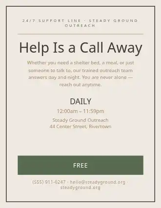 Help Is a Call Away — Homeless Shelters flyer template
