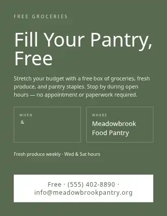 Fill Your Pantry, Free — Homeless Shelters flyer template