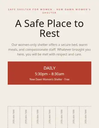 A Safe Place to Rest — Homeless Shelters flyer template