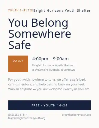 You Belong Somewhere Safe — Homeless Shelters flyer template