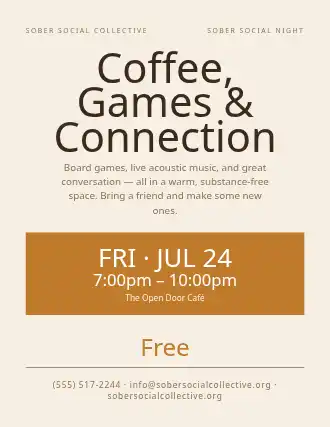 Coffee, Games & Connection — Addiction Recovery template