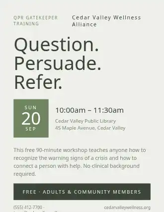 Question. Persuade. Refer. — Suicide Prevention template