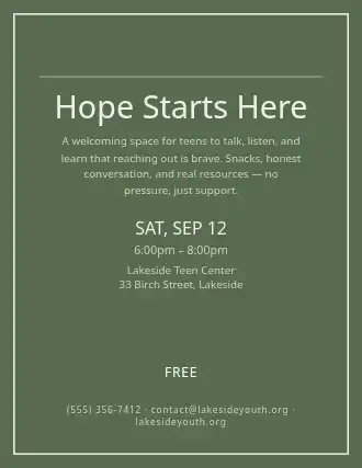 Hope Starts Here — Suicide Prevention template
