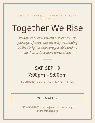 Together We Rise — Suicide Prevention flyer template