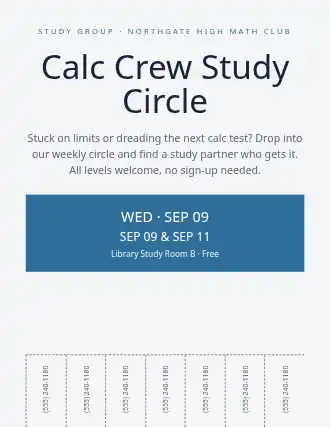 Calc Crew Study Circle — Study Groups template
