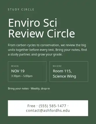 Enviro Sci Review Circle — Study Groups flyer template