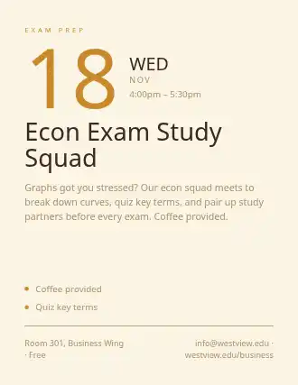 Econ Exam Study Squad — Study Groups flyer template
