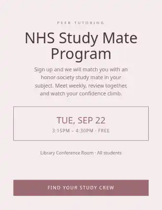 NHS Study Mate Program — Study Groups flyer template