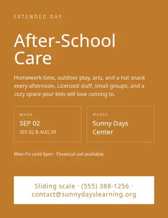 After-School Care — After School Programs template