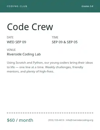 Code Crew — After School Programs template