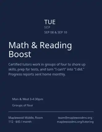 Math & Reading Boost — After School Programs flyer template