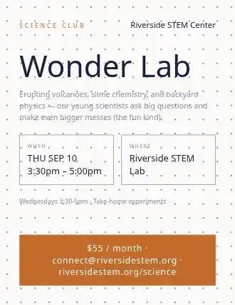 Wonder Lab — After School Programs flyer template