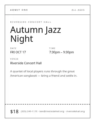 Autumn Jazz Night — Print Ready template