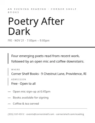 Poetry After Dark — Print Ready template