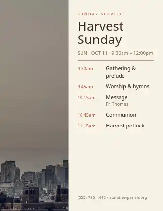 Harvest Sunday — Church Events flyer template