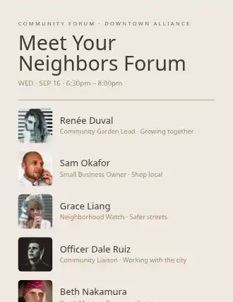 Meet Your Neighbors Forum — Community & Events flyer template