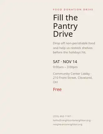 Fill the Pantry Drive — Donations Drives flyer template
