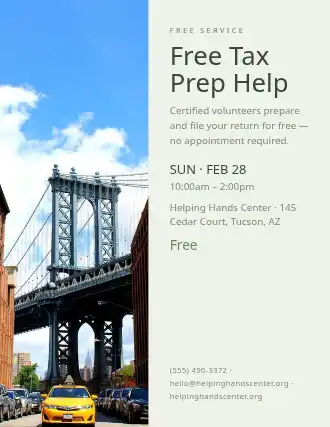 Free Tax Prep Help — Free Services flyer template