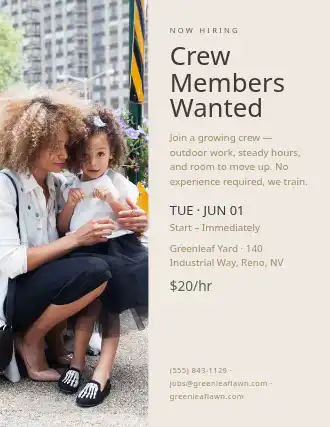 Crew Members Wanted — Jobs flyer template