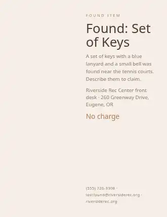 Found: Set of Keys — Lost & Found flyer template