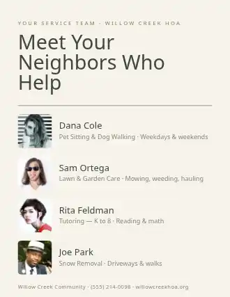 Meet Your Neighbors Who Help — Neighborhood Services flyer template
