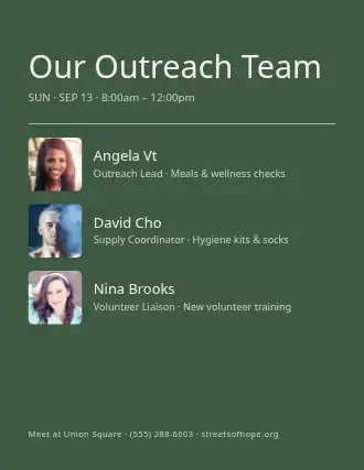Our Outreach Team — Outreach flyer template