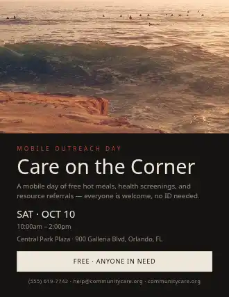 Care on the Corner — Outreach flyer template