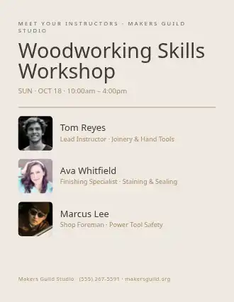 Woodworking Skills Workshop — Skills flyer template