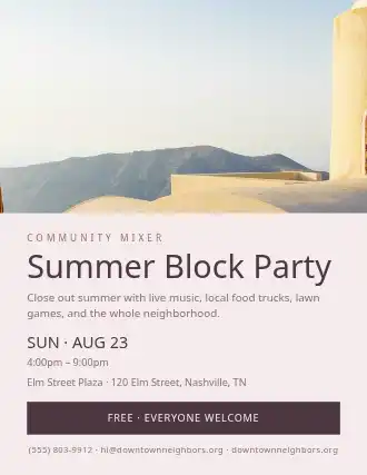 Summer Block Party — Social Events flyer template
