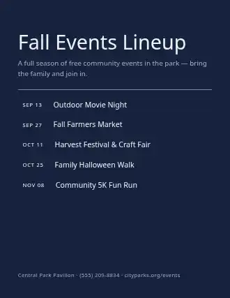 Fall Events Lineup — Upcoming Events flyer template