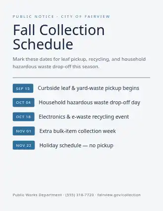 Fall Collection Schedule — City Services flyer template
