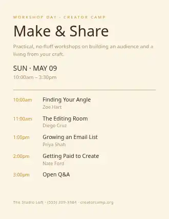 Make & Share — Speakers flyer template