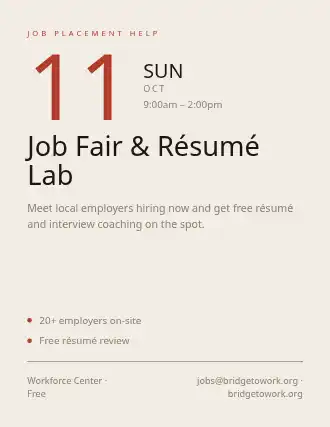 Job Fair & Résumé Lab — Social Services template