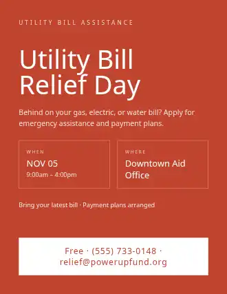 Utility Bill Relief Day — Social Services flyer template
