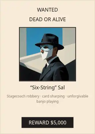 WANTED — Western & Outlaw — Western & Outlaw gamecard template