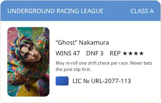 UNDERGROUND RACING LEAGUE — Street Racer & Cyber — Street Racer & Cyber template