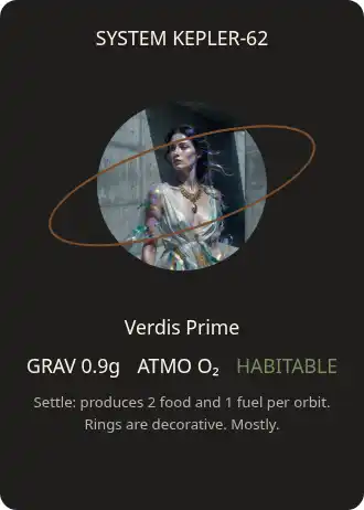 Verdis Prime — Space Exploration — Space Exploration gamecard template
