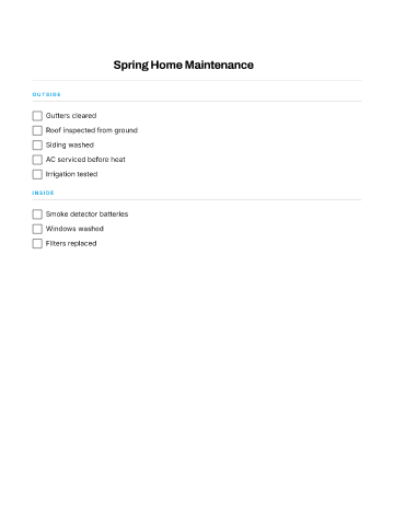Spring Home Maintenance — Seasonal Maintenance template