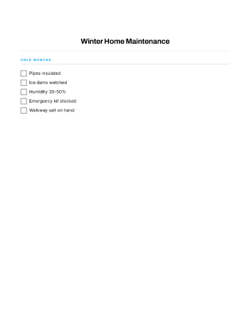 Winter Home Maintenance — Seasonal Maintenance template