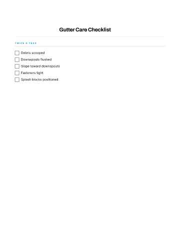 Gutter Care Checklist — Seasonal Maintenance checklist template