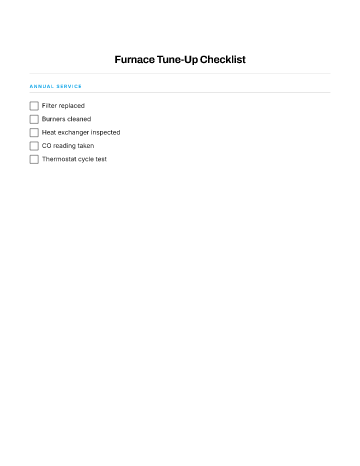 Furnace Tune-Up Checklist — Seasonal Maintenance template