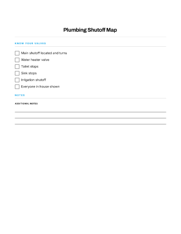 Plumbing Shutoff Map — Systems & Safety template