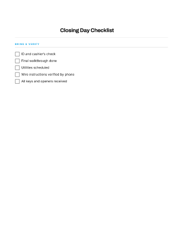 Closing Day Checklist — Buying & Selling template