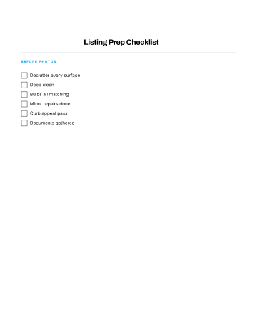 Listing Prep Checklist — Buying & Selling checklist template