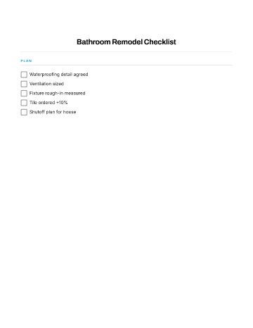 Bathroom Remodel Checklist — Renovation & Projects template