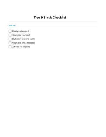 Tree & Shrub Checklist — Yard & Outdoor checklist template