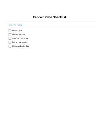 Fence & Gate Checklist — Yard & Outdoor template