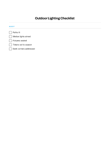 Outdoor Lighting Checklist — Yard & Outdoor template